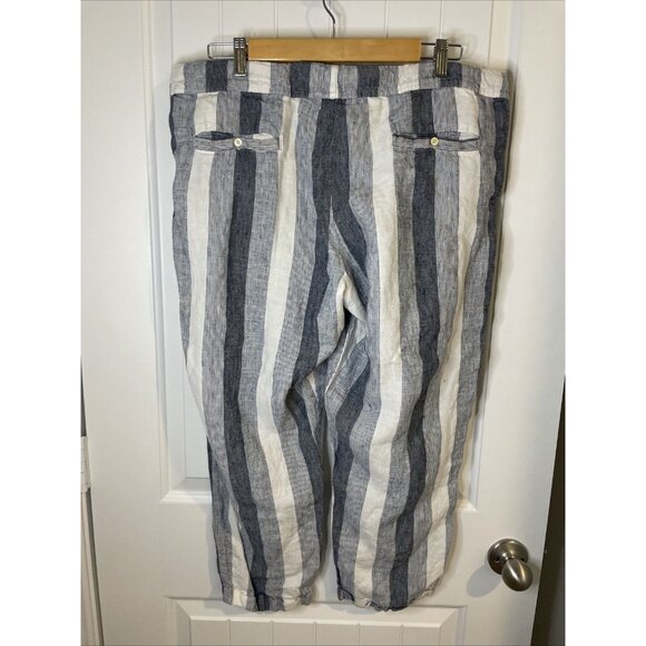 Allen Allen Women's XL Linen Pants Striped Wide Leg Beachy Coastal Boho - Picture 7 of 13